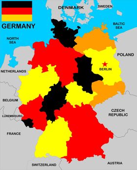 a vectorial map of Germany with neighbours