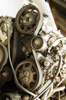 old construction equipment - engine with cog wheels