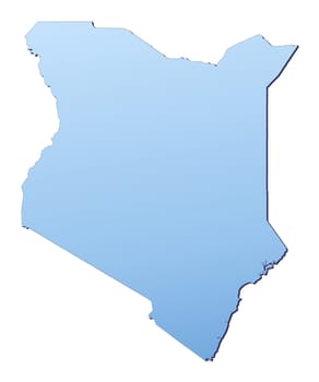 Kenya map filled with light blue gradient. High resolution. Mercator projection.
