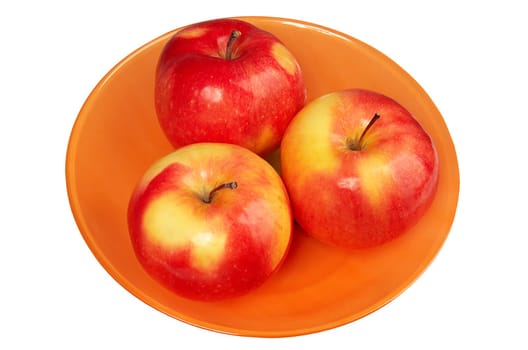 Red and fresh apples on a white background