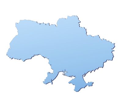 Ukraine map filled with light blue gradient. High resolution. Mercator projection.
