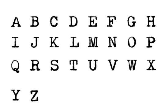 Close-up of all the upper case letters in courier, from an old typewriter.