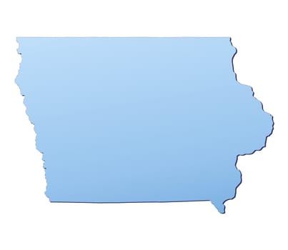 Iowa(USA) map filled with light blue gradient. High resolution. Mercator projection.