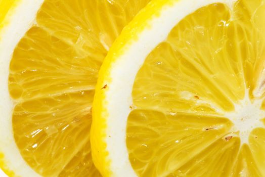 Close up of fresh lemon slices
