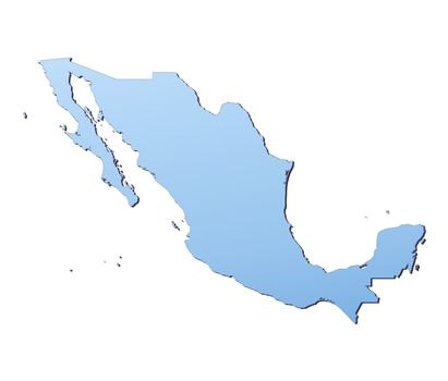 Mexico map filled with light blue gradient. High resolution. Mercator projection.