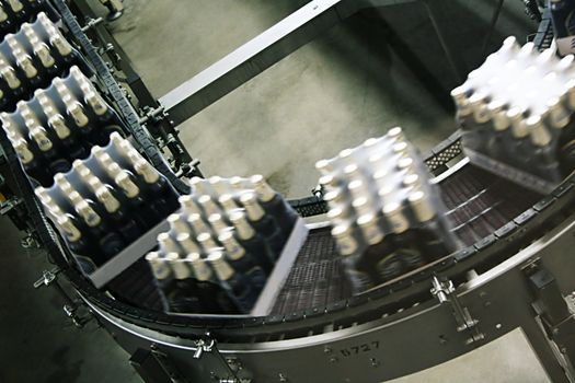 Packings of beer on a tape of the conveyor