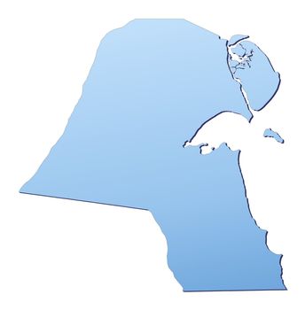 Kuwait map filled with light blue gradient. High resolution. Mercator projection.