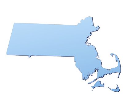 Massachusetts(USA) map filled with light blue gradient. High resolution. Mercator projection.