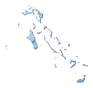 The Bahamas map filled with light blue gradient. High resolution. Mercator projection.