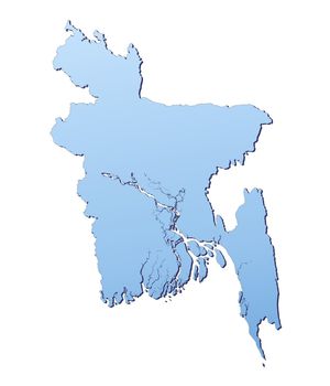 Bangladesh map filled with light blue gradient. High resolution. Mercator projection.