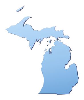 Michigan(USA) map filled with light blue gradient. High resolution. Mercator projection.