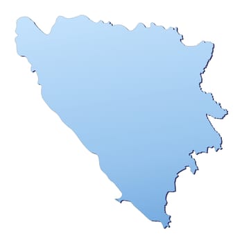 Bosnia and Herzegovina map filled with light blue gradient. High resolution. Mercator projection.