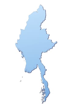 Burma map filled with light blue gradient. High resolution. Mercator projection.