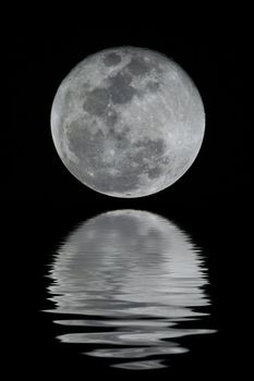 A detailed full moon. You can see all craters and details.

(with water reflection)