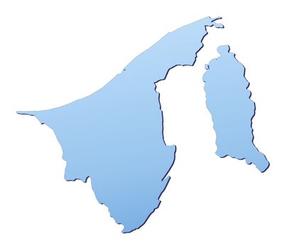 Brunei map filled with light blue gradient. High resolution. Mercator projection.