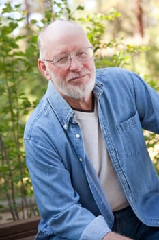 A Handsome Happy Senior Man Outdoor Portrait.