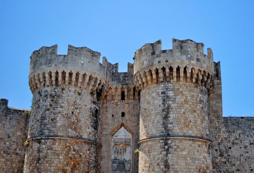 Old town: ancient Rhodes fortress, island of Rhodes, Greece