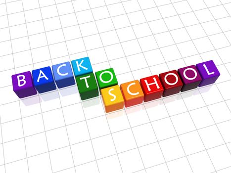 3d colour cubes with white letters with text - back to school