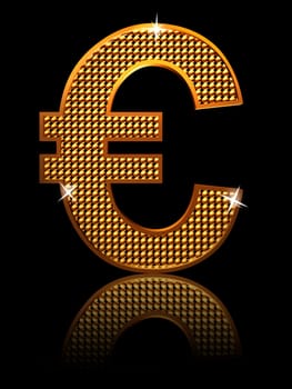 3d golden euro sign made of golden balls