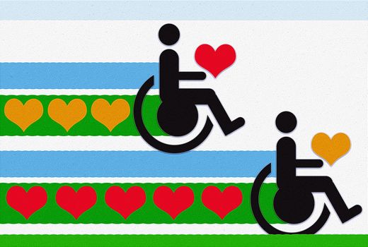 abstract creative symbolic image of relations between disabled persons and their protection