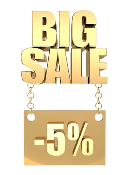 3D image of the text of a big sale, made of pure, beautiful gold