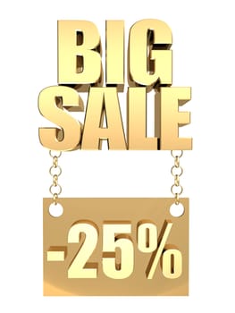 3D image of the text of a big sale, made of pure, beautiful gold