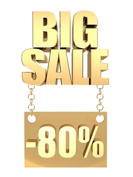 3D image of the text of a big sale, made of pure, beautiful gold