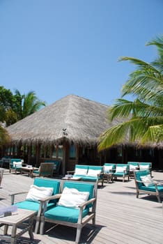 beautiful photo of a tropical view at a restaurant in a maldivian island