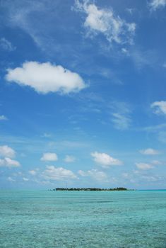 beautiful photo of a maldivian island with a great waterview and cloudscape