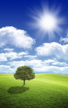 Photo of clouds and sun in the background of a beautiful blue sky