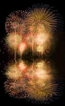 Fireworks with reflections 
