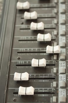 Musical equipment photographed in a nightclub, macro