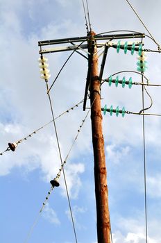 Electrical power pole and lines in rural area