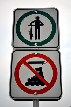 No biking, no rollers, no skating sign