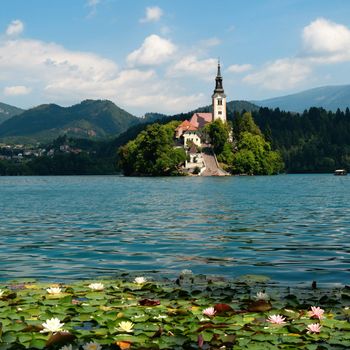 View of  St. Mary´s Church of the Assumptionon in Bled