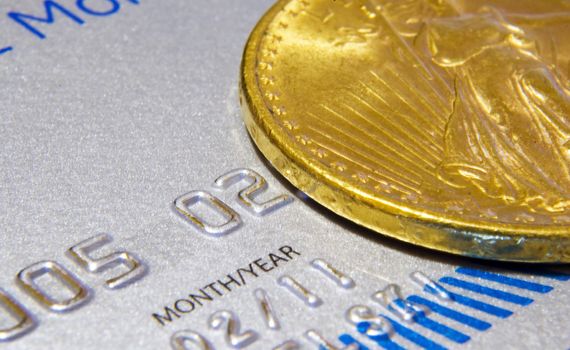 credit card with golden coin