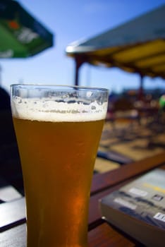 glass of beer on the bar table