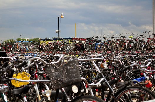 Bicycles, one of the most popular means of transportation in Amsterdam.