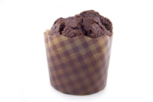  A chocolate muffin isolated on white 
