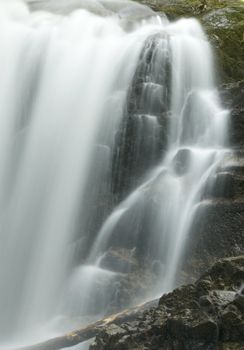 japanese garden waterfall, black and white 
