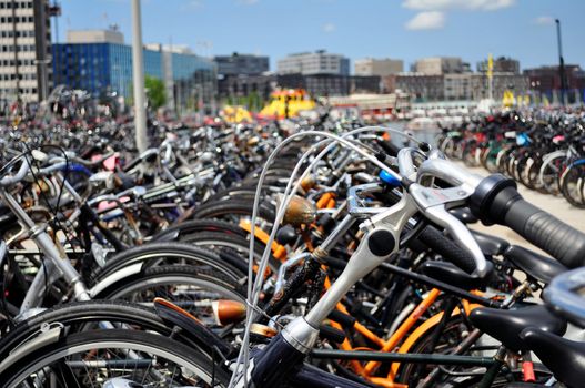 Bicycles, one of the most popular means of transportation in Amsterdam.