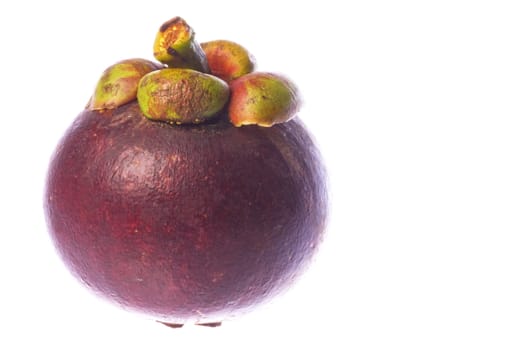 Isolated macro image of a mangosteen.