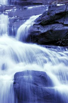 waterfall in japanese garden, monotone 
