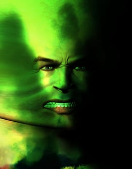 A horrible stretched angry face for Halloween.