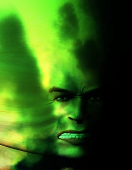 A horrible stretched angry face for Halloween
