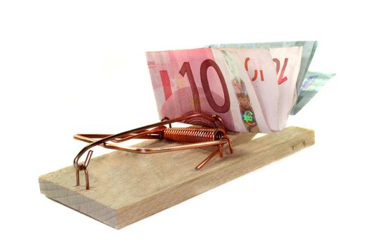 tense mousetrap with euro notes