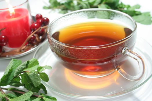 Peppermint tea with fresh herbs