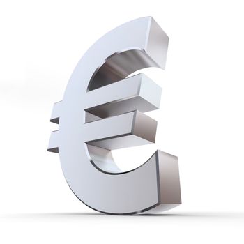 shiny euro symbol in a chrome and metal look