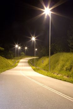 Image of a Malaysian country road at night.