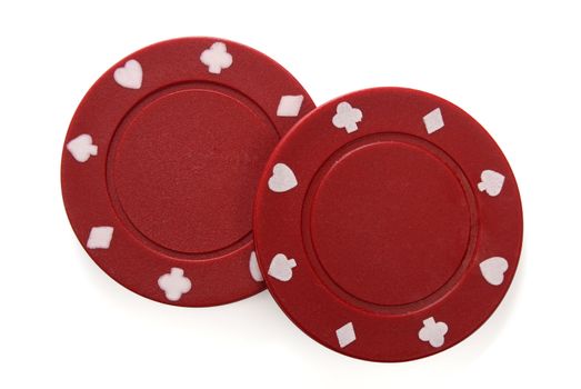 Pair of gambling chips with clipping path